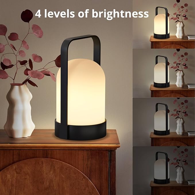 uuffoo Outdoor Rechargeable Lanterns, Outdoor Table Lamp with IP44 Water-Resistant and Remote, Cordless Battery Operated Portable Lamp with RGB 7 Colors and Warm White Light for Patio Camping Balcony