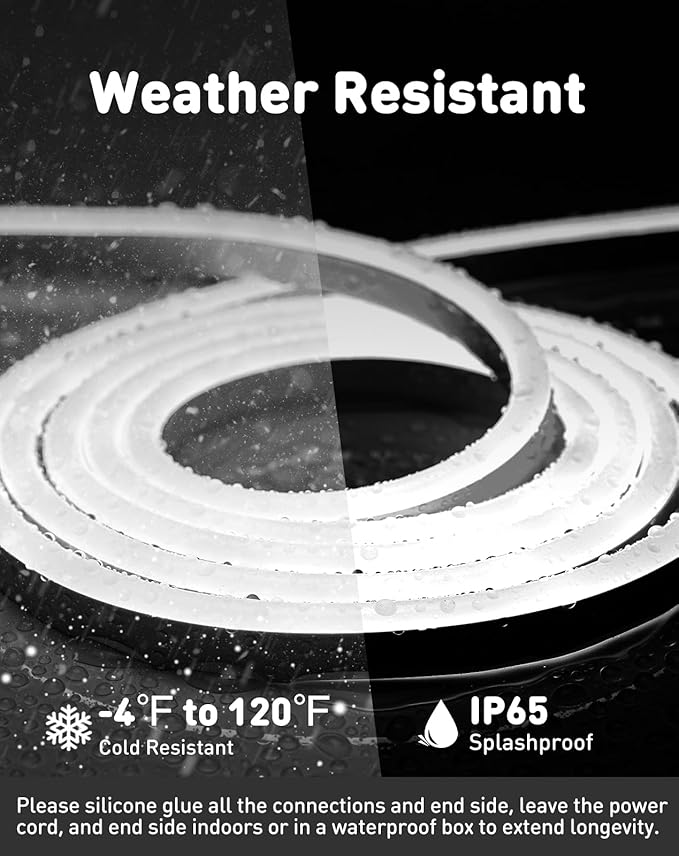 Shine Decor LED Rope Lights AC 120V, Connectable & Cuttable Dotless 120LEDs/M Eco Neon Strip Lighting, ETL IP65 Waterproof & Weather-Resistant for Home Commercial, 8x16mm, 6000K Cool White, 16.4FT