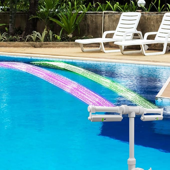 Pool Fountain Lights Waterfall for Above & In-Ground Pools with LED Lights, Remote Control for Above Ground Pool