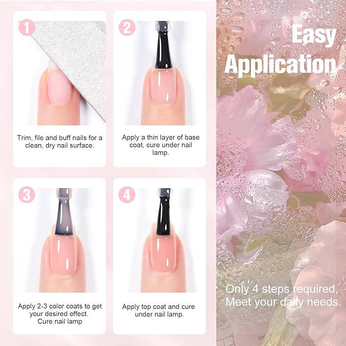 Jelly Pink Gel Nail Polish Set of 10 Colors Nude Gel Polish Kit UV LED Soak Off Nail Polish Gel Home DIY Manicure Nail Art Salon Varnish