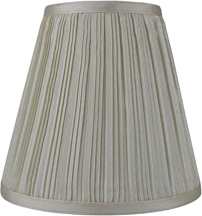 Urbanest Hardback Empire Lamp Shade 5-inch by 9-inch by 8.5-inch, Cream Pleated Faux Silk, Spider Washer Fitter
