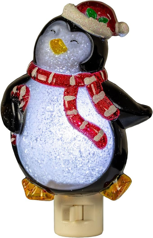 Novelty Lights LED Lamp Penguin with Scarf Christmas Decoration Night Light with Swivel Plug