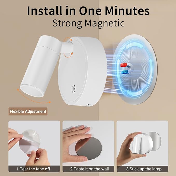 Wireless Led Spotlight Indoor, Plant Spotlight Indoor with Remote Dimmable, 350° Rotate,Uplighting Battery Powered Ceiling Light for Artwork Painting Plant Picture Lights, 2 Pack