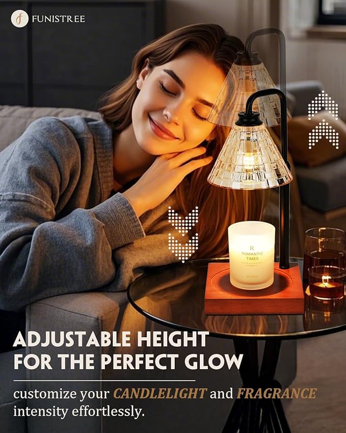 Vintage Candle Warmer Lamp with Timer Dimmer, Adjustable Height, House Warming Birthday Gifts for Women Mom, Valentines White Candle Lamp Warmer, Wax Warmer Lamp for Jar Candles with 2 Bulbs
