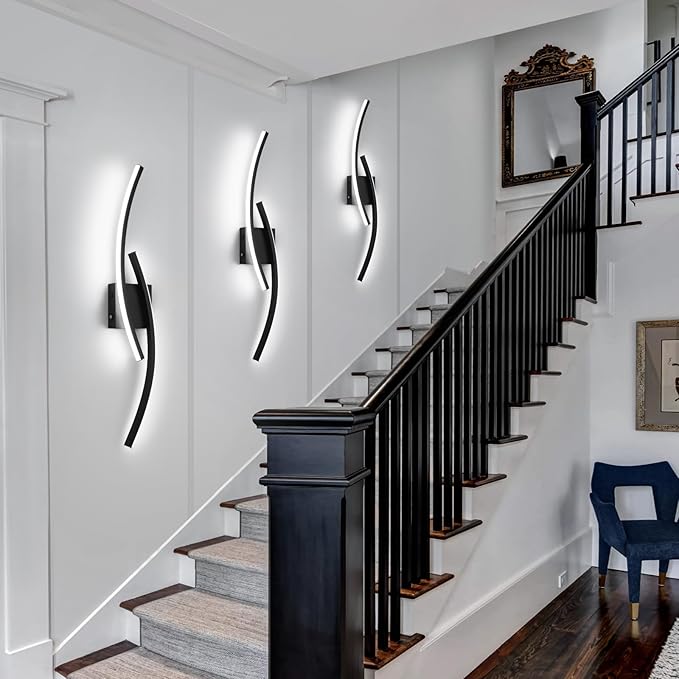 15000mAh Battery Operated Wall Sconce Set of 2,Black Wall Sconces with Remote Control,3000K-6000K Modern LED Wireless Wall Light for Living Room, Hallway, Bedroom, 39.3 Inch (2 Pack)