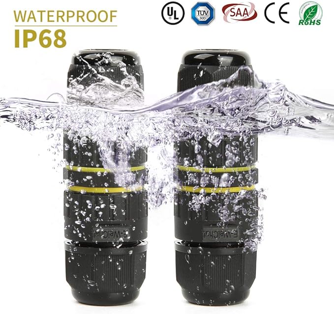 Junction Box Outdoor 2 Way Waterproof IP68 Electrical Cable Connector,M16 Wire Range(3.5-10mm),Suitable for Repair and Extend Power Cables,UL(5 Pack)