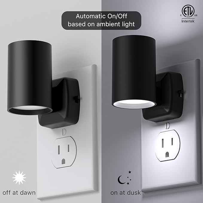 Led Night Light Plug in,Night Lights Plug into Wall Dusk to Dawn Sensor,20lm/40lm Adjustable Brightness,5700k Daylight,Dimmable Night Light for Hallway Bedroom Bathroom 2 Pack ETL-Certified