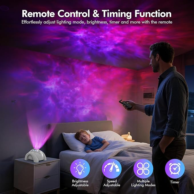 Rossetta Dual Lens Galaxy Projector, Star Projector for Bedroom with White Noise & Bluetooth Speaker, Remote, Timer, Aurora & Nebula Night Light for Easter, Party, Yoga, Gifts for Kids Adult Teen