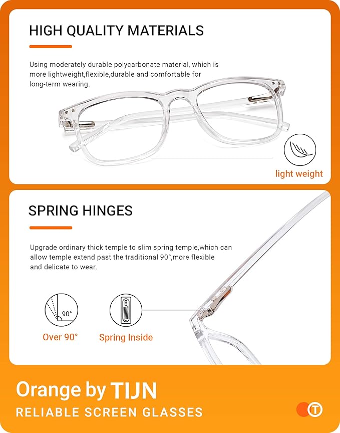 TIJN Sleep Glasses Blue Green Light Blocking Dual AR Coatings Amber Lens for Computer Gaming Screen Fatigue & UV Protection
