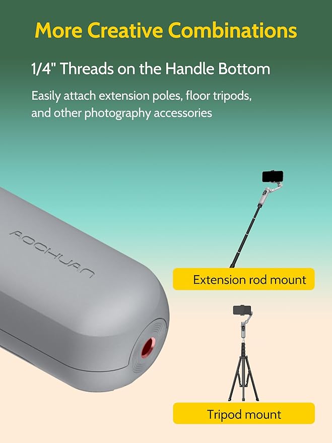 AOCHUAN 3-axis Gimbal Stabilizer for Smartphone w/ 1/4 Thread Foldable Phone Stabilizer for Recording, Built-in Fill Light, Smartphone Gimbal w/RGB Light for iPhone 15/14 Vlogging(Smart X Kit Grey)