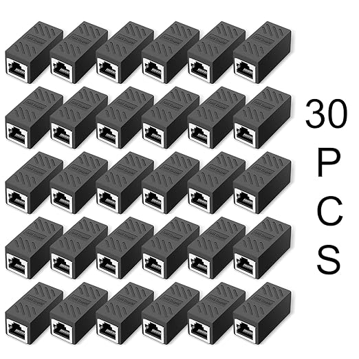 RJ45 Coupler Ethernet Coupler in Line Coupler for Cat8/Cat7/Cat6/Cat5e/Cat5 Ethernet Cable Extender Adapter Female to Female (30 PCS Black)