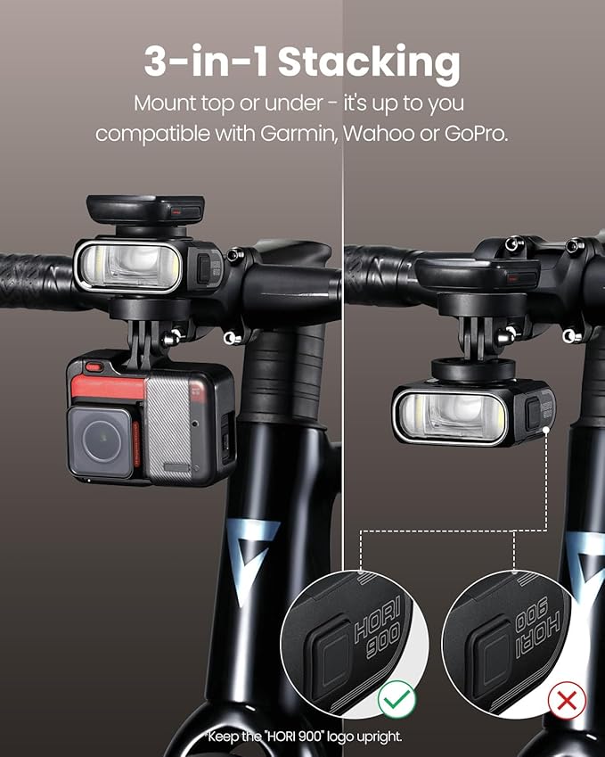 Magicshine Hori 900 Compatible with Garmin/Wahoo Bike Computer Dual Mounted Bike Light 900 Lumens Super Bright Independent DRL Fast USB-C Charging IPX6 Waterproof Rating Bicycle Headlight