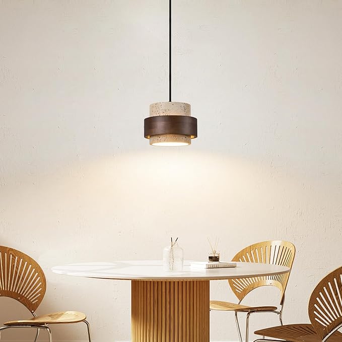 Wabi Sabi Pendant Light Nordic Natural Stone Chandeliers Concrete Simple Light Fixture for Dining Room Bedside Kitchen Island Hallway