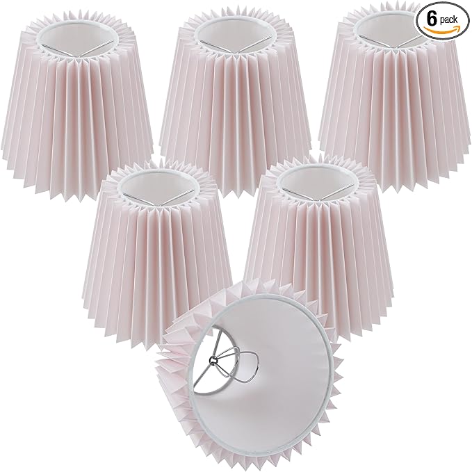 Small pleated lampshade chandelier shades set of 6. Lampshade for Wall Lamp.chandelier shades.small table lamps.For Cutting Edge bulbs.light bulb shade.chandelier light covers.4" X 5" X 6"