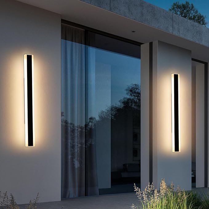 Mikeru 2pack 39inch Outdoor Wall Light Fixtures, 10%-100% Dimmable Outdoor Wall Lights Exterior Front Porch Light 3000-6000k Wall Mounted Led Lighting for Basement, Shop,Garage Lighting