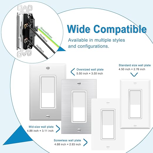 Greencycle 12 Pack Lights Switches Rocker,15 Amp Single Pole Lights Switches White,SP Paddle Light Switch,120V-277V AC,On/Off Wall Switch,Residential/Commercial Grade,Home & Office,UL Listed