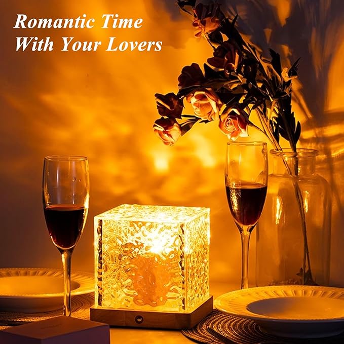Aurora Ocean Wave Lights Projector, Cordless Rechargeable,16 Colors Changing Light Dimmable Mood Lighting, Remote Crystal Night Lamp with Dynamic Ripple Effect for Bedroom Playroom Decor Kids Teens