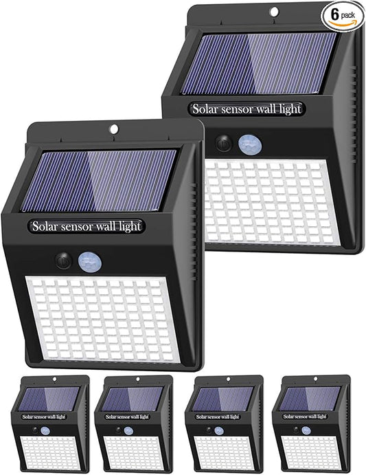 6 Pack Outdoor Solar Motion Lights - 3 Modes/100LED Wireless, IP65 Waterproof Solar Security Lights with Motion Sensor for Front Door, Backyard, Garage, Deck