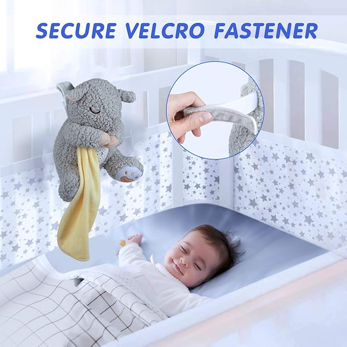 BEREST Baby White Noise Machine Stuffed Animal Toy, Mom's Heartbeat Lullabies Sheep Sleep Soother, Nursery Decor Night Light Projector, Toddler Crib Sleeping Aid, Babies Shower Gifts Portable