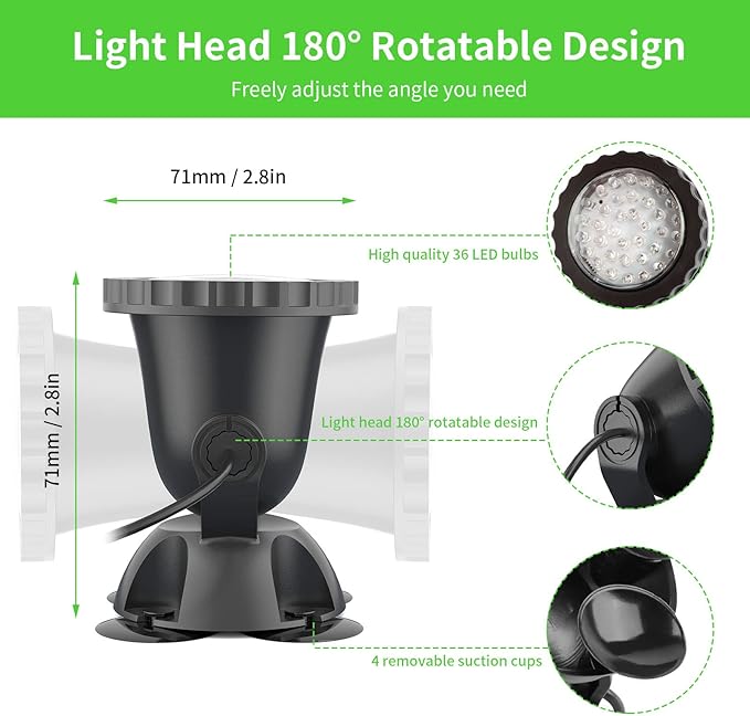RGB Pond Light, Color Changing Fountain Lights Submersible Pond Lights, IP68 Waterproof Multi-Color Dimmable Used for Yard Spotlights Fish Pond Decoration (6 Lights)