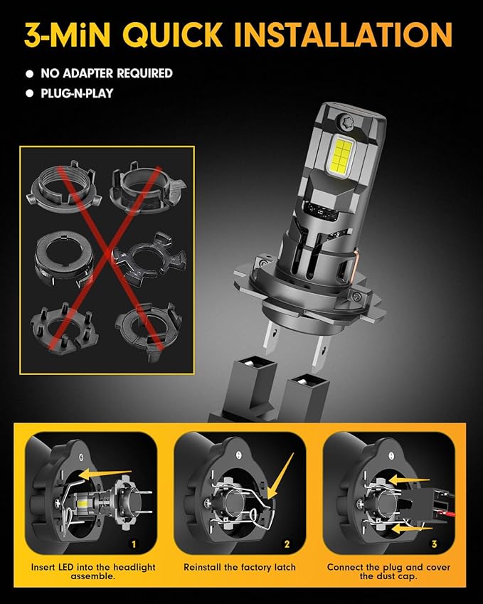 FAHREN Latest-gen H7 LED Bulbs,40000LM 900% Ultra-high Brightness,6500K Cool White Light, Real 𝟏:𝟏 Mini Size, No Adapter Required, Plug and Play, Pack of 2