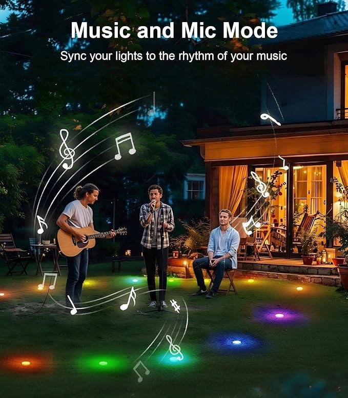 100Ft RGB Ground Lights Outdoor LED Pathway Lights, Multi Color Changing Christmas Decor Waterproof Walkway Lighting for Outside Garden Back Yard Lawn Driveway Patio Landscape Lighting, Smart Control