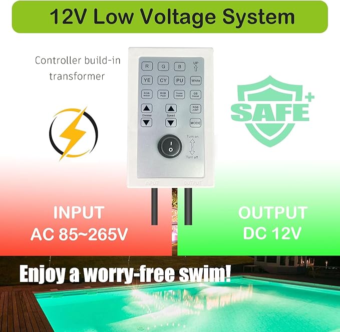 Pool Lights for Inground Pool, 60W 10 Inch Color Changing LED Inground Pool Light with Controller, Remote and APP Control for Wet Niche, Underwater Swimming Pool Lights, 100 Foot Cord