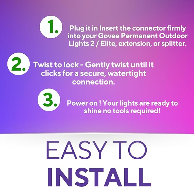3-Pin Y Splitter Cable Compatible with Govee Permanent Outdoor Lights 2 / Elite (H705D H705E H705F H805A H805B H805C) – IP68 Waterproof Outdoor Connector