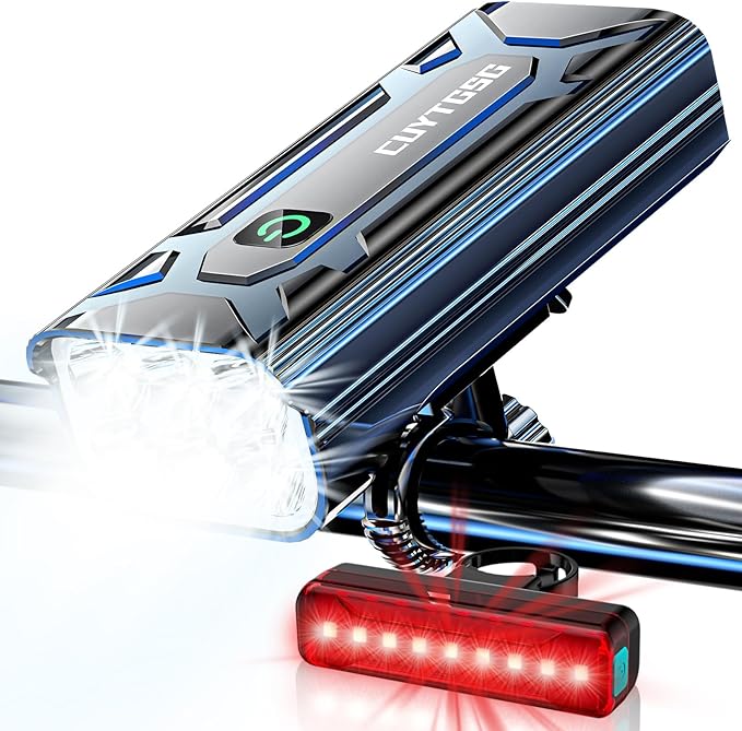 2026 Lumen Bike Lights,Super Bright 6 LED Rechargeable Bicycle Light,10 Mode Headlight Taillight,360°Rotatable Brackt,Aluminum Waterproof Light,Runtime 48+ hrs,Shockproof for Road,Mountain