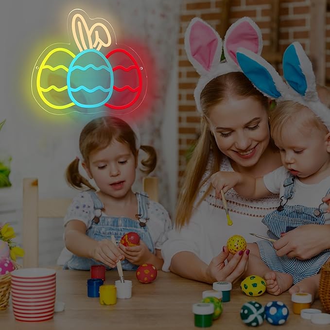 Neon Easter Eggs Sign for Easter Decorations, Party Home Room Decor, Wall Decor, Easter Gifts for Kids