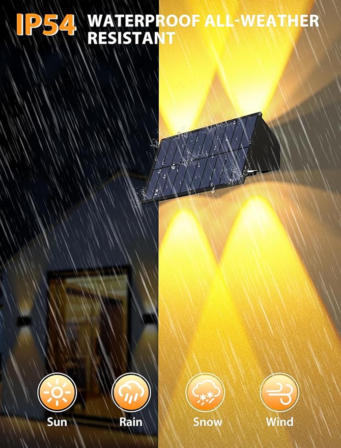 Solar Fence Lights,8Pack Solar Lights Outdoor 2700/4500/6000K 3 Mode Up & Down Solar Wall Lights Waterproof 100 Lumens Solar Powered Fence Light for Backyard/Pool/Railing/Patio/Porch/Step
