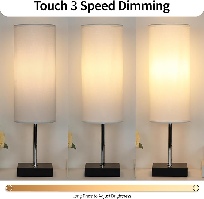 18Inch Cordless Lamp Table Lamps set of 2, 5000mAh Rechargeable Beside Table Lamp for Living Room, 2700K Battery Operated Small Bedroom Desk Lamp for Night Stand White Shade for Home（Bulb Included）