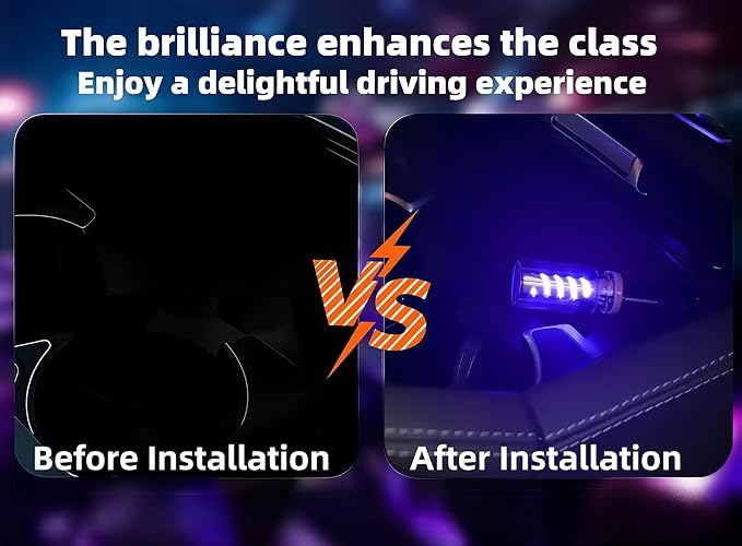 LED Car Interior Light, Touch Control USB Night Lamp, Retro Style Ambient Lighting for Auto, Bedroom, Desk (2PCS Blue)