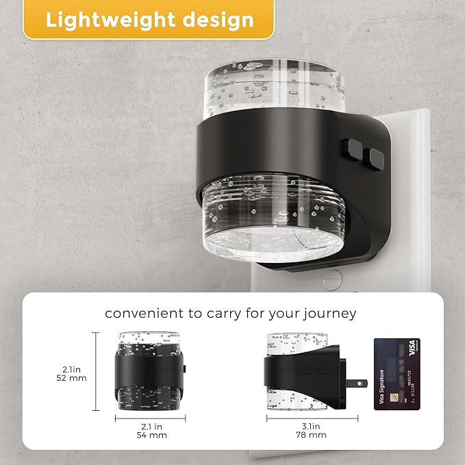L LOHAS LED Night Light, 3000K Bubble Night Lights Plug into Wall, Acrylic Night Lights with Dusk-to-Dawn Sensor, Adjustable Brightness,Soft White Plug in Nightlights for Rooms Bathroom Hallway