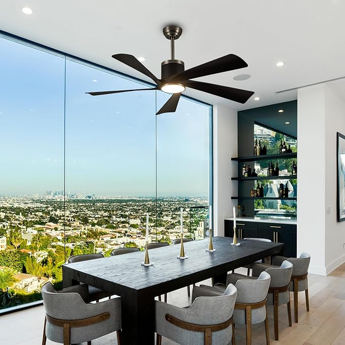 Ceiling Fans with Lights,52 inch Black Ceiling fan with App and Remote Control,Reversible modern DC ceiling fans,3CCT,Dimmable,Noiseless,Ceiling Fan for Bedroom,Living Room,Indoor/Outdoor Use