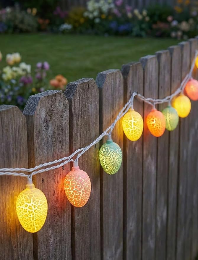 Easter Egg String Lights, 8.5Ft Easter Day Egg Lights with 10 LED Multicolor Eggs, Indoor Fairy String Lights Plug in Waterproof Connectable for Indoor Bedroom Patio Garden Spring Theme Party Decor