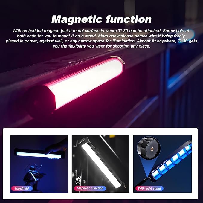 Godox 4Pack TL30 Kits RGB Tube Lights, Magnetic Handheld Light Wand, 2700-6500K CRI 97 TLCI 99 13FX Lux 740 with 2900mAh Battery Mini LED Video Light Stick for Photography YouTube TikTok