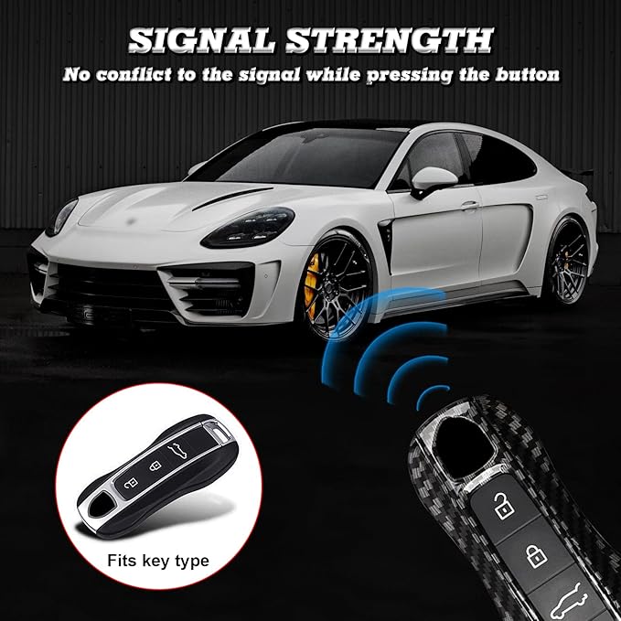 Xotic Tech Carbon Fiber Style Remote Key Covers Case, Compatible with Porsche Cayenne Cayman Panamera 971 Macan Taycan 911 991 918 Carrera 992, 3PCS Smart Key Fob Painted Keyless Entry Protectors