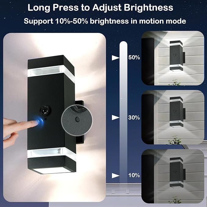 Motion Sensor Outdoor Wall Lights with 3 Lighting Modes, Dusk to Dawn Porch Light with Bulbs Include, IP65 Waterproof Modern Black Wall Sconce for Patio, Garage, Front Door