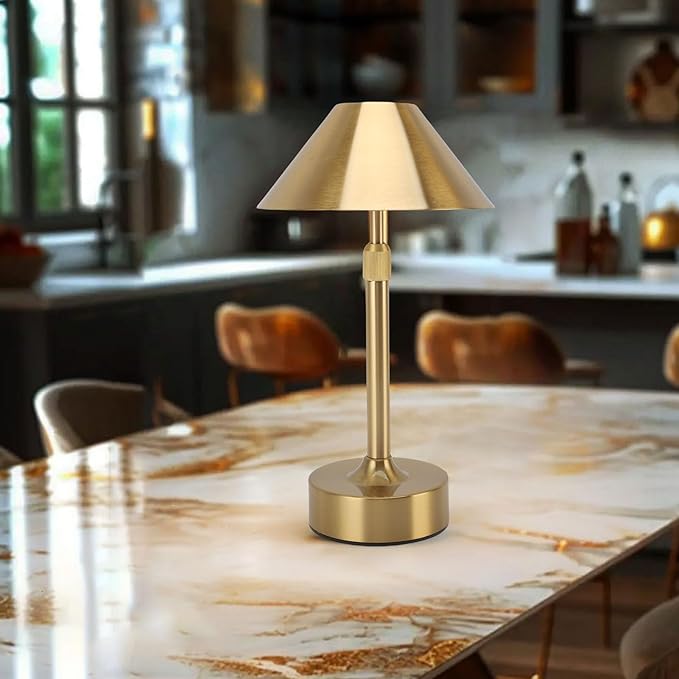 Garosa Cordless Table Lamp Dimmable Rechargeable Battery Powered Lamp with Telescopic Pole, 3 Colors, Iron for Indoor Outdoor