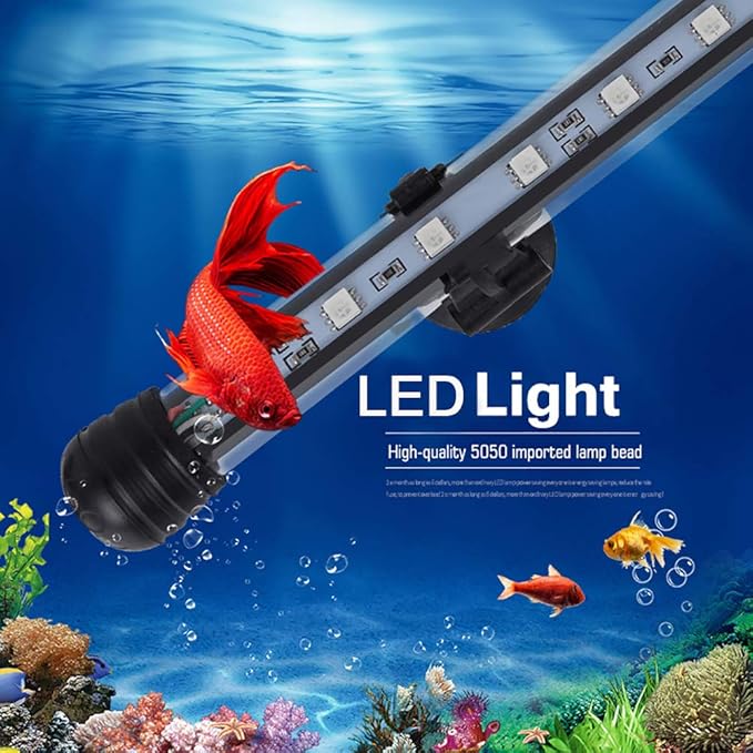 MQ 20 in Submersible LED Aquarium Light, 3.5W Color Changing Fish Tank Light with Remote Control, IP68 Crystal Glass 24 LEDs Lights Bar, for Fish Tank 25-30 inch
