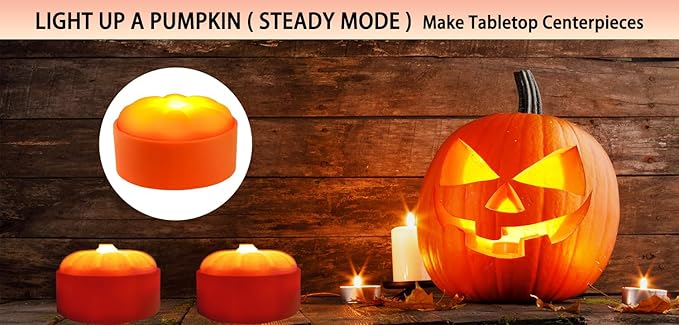 Halloween Pumpkin Lights with Timer Remote, Battery Operated Orange LED Pumpkin Lights Halloween Decor Flickering Jack-O-Lantern for Pumpkins Home Decorations (4PACK)