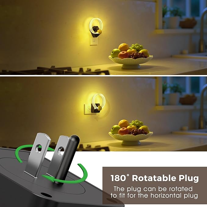 L LOHAS LED Night Lights Plug into Wall, Changing RGB Night Light with Dusk to Dawn Sensor, 180° Rotatable Acrylic Nightlight Plug in Wall for Halloween, Christmas, Holiday, Hallway