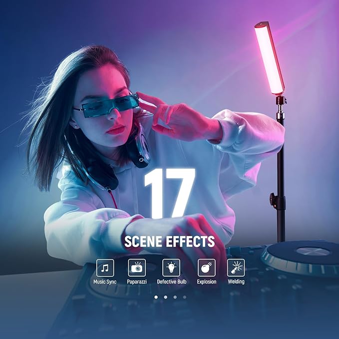 NEEWER RGB Light Wand with Desk Tripod, APP Control Magnetic Handheld Photography Video Lighting Stick, 2500K-8500K Dimmable CRI95+ 17 Scenes Full Color LED Tube Bar for Vlog, 2550mAh Battery, TL21C