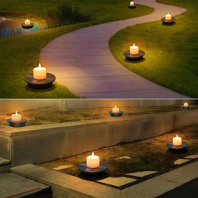 uuffoo Small Solar Floating Pool Lights 5-Pack, 2 Inch Solar-Powered Floating Candle Tealights for Pools, Pond, Garden & Patio, Auto On/Off, Flickering Ambiance for Outdoor Decor