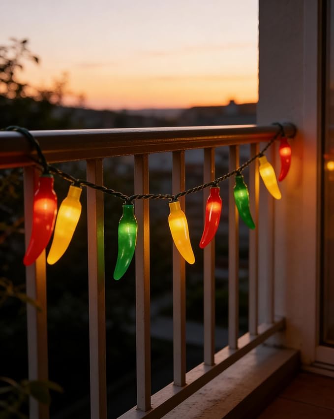 Red Green and Yellow Chili Pepper String Lights, 13.6Ft Multicolor Christmas Decorations Lights with 35 Hot Chili Pepper Bulbs, Warm White Chili Pepper Lights for Kitchen Patio Garden Cinco de Mayo