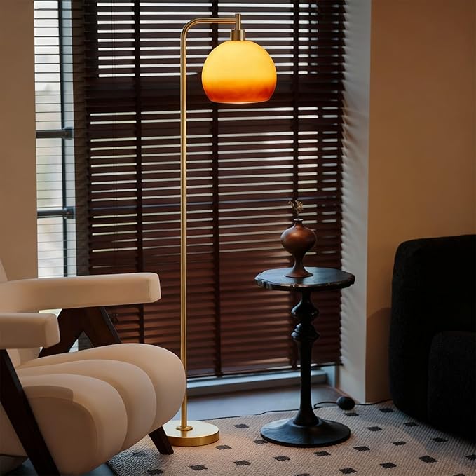 Soft Glow Decorative Floor Lamp - 67" Metal Pole Sunset Glass Lamp, Pedal Switch & E26 Bulb, Perfect for Bedroom Living Room Office Scandinavian/Minimalist/Contemporary Interiors