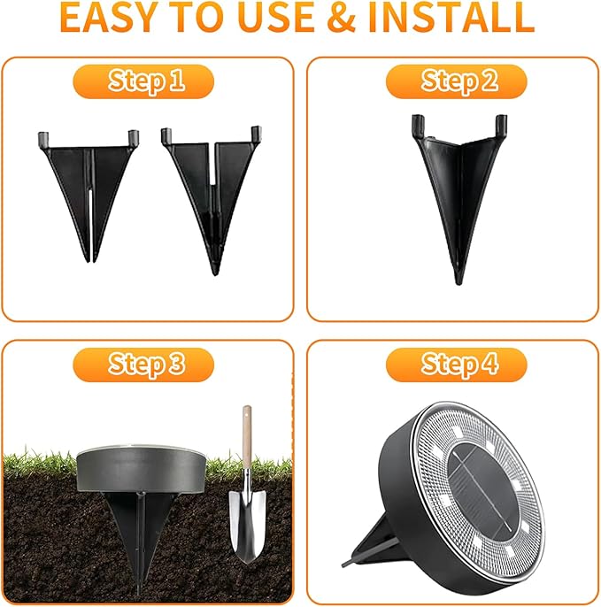 Ground Lights 8 Pack, IP68 Waterproof Solar Disc Lights for Outdoor, Flat Garden Light, In-Ground Light, Landscape Lighting for Pathway, Walkway, and Yard-8 Pcs (Blue)