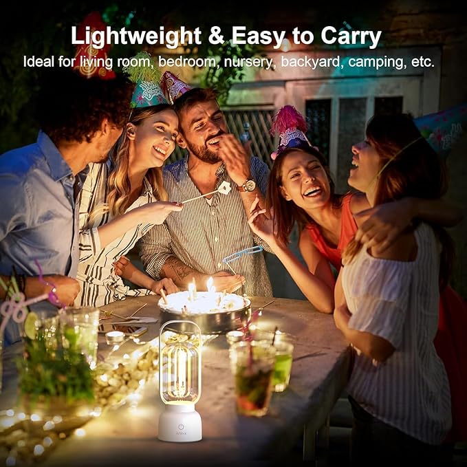 Cordless Small Table Lamp, Dimmable Night Light, 2000mAh Rechargeable Battery Lantern Light for Camping, Nightstand, Decoration, Gift- Green