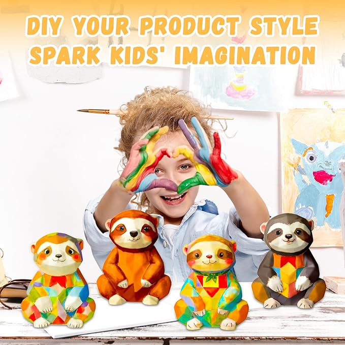 Paint Your Own Sloth Lamp Kit, Arts and Crafts for Kids Ages 8-12, Sloth Night Light Kids Toys for Girls, Art Supplies Painting Craft Kits for Kids, Gifts for Girls Birthday Ages 3 4 5 6 7 8 9 10 11+